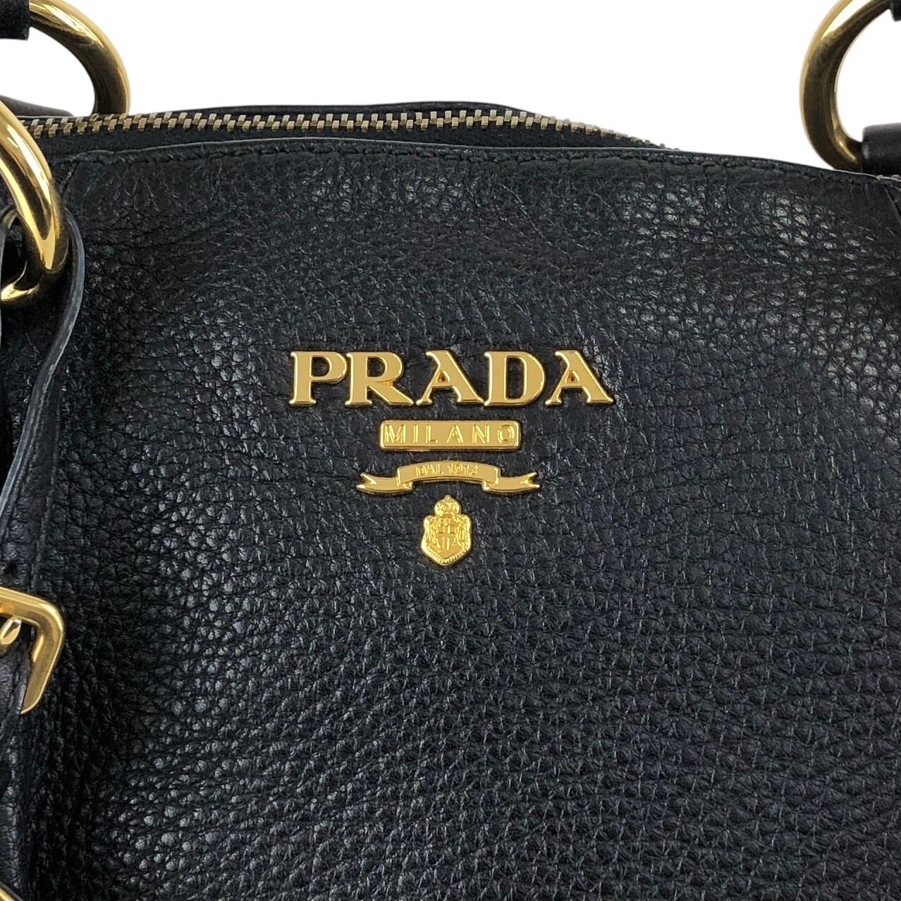 PRADA プラダ トートバッグ ブラック ロゴ レザー ラウンド vintage