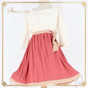 パーティドレス ワンピース LD prime エルディープライム カラオケ フォーマル 演奏会 発表会 二次会 白 ホワイト系 ベージュ系 レッド系 スタイルアップ 伸縮性 ドレス 女性用 結婚式 お呼ばれ 週末デート 丸首 長袖 かわいい 洗練された オシャレ シンプル カジュアル 特別な日 クラシック スリム フェミニン 軽やか 柔らかい