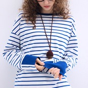 【2color】こなれ感溢れる♡ボートネックストライプロングTシャツ 《P0182》