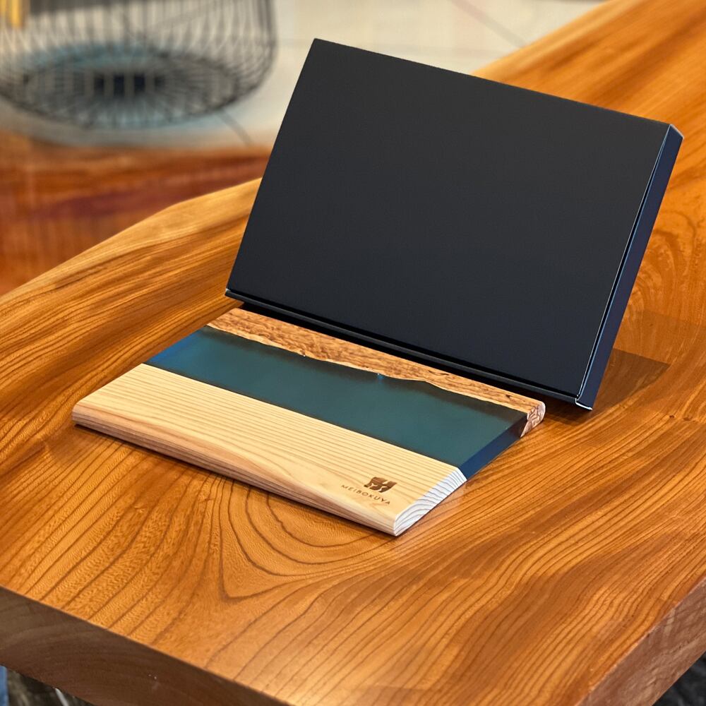 天然素材】天然木 ヒノキ 檜 Mサイズ ブルーレジンカッティング