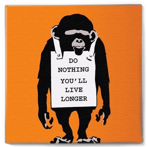 バンクシー(Banksy) リアルキャンバスARTパネル(日本正規ライセンス/DO NOTHING) ☆数量限定品