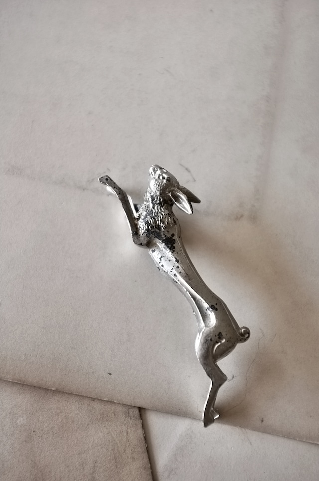 30s フランス 黙想する動物たちとアールデコ的カトラリーレスト うさぎさんa アンティーク