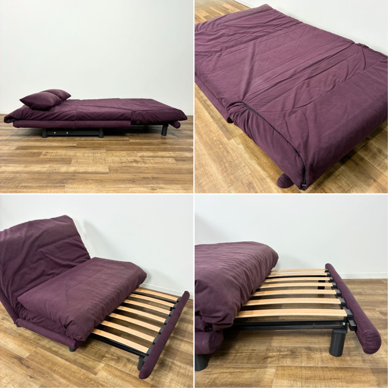 ligne roset リーン・ロゼ ROSETMulty ロゼマルティ パープル ソファベッド クッションセット 二人掛けソファ カウチソファ デザイナーズ家具 モダン【中古】【350サイズ】