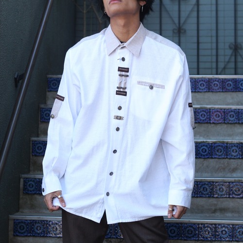 *SPECIAL ITEM* EU VINTAGE METAL BUTTON GIMMICK DESIGN TYROLEAN SHIRT/ヨーロッパ古着メタルボタンギミックデザインチロリアンシャツ