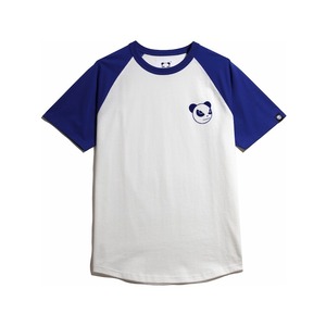 【HIPANDA ハイパンダ】男女兼用 フロッキー ラグラン Tシャツ UNISEX FLOCKY PRINT RAGLAN SHORT SLEEVED T-SHIRT / BLACK・BLUE