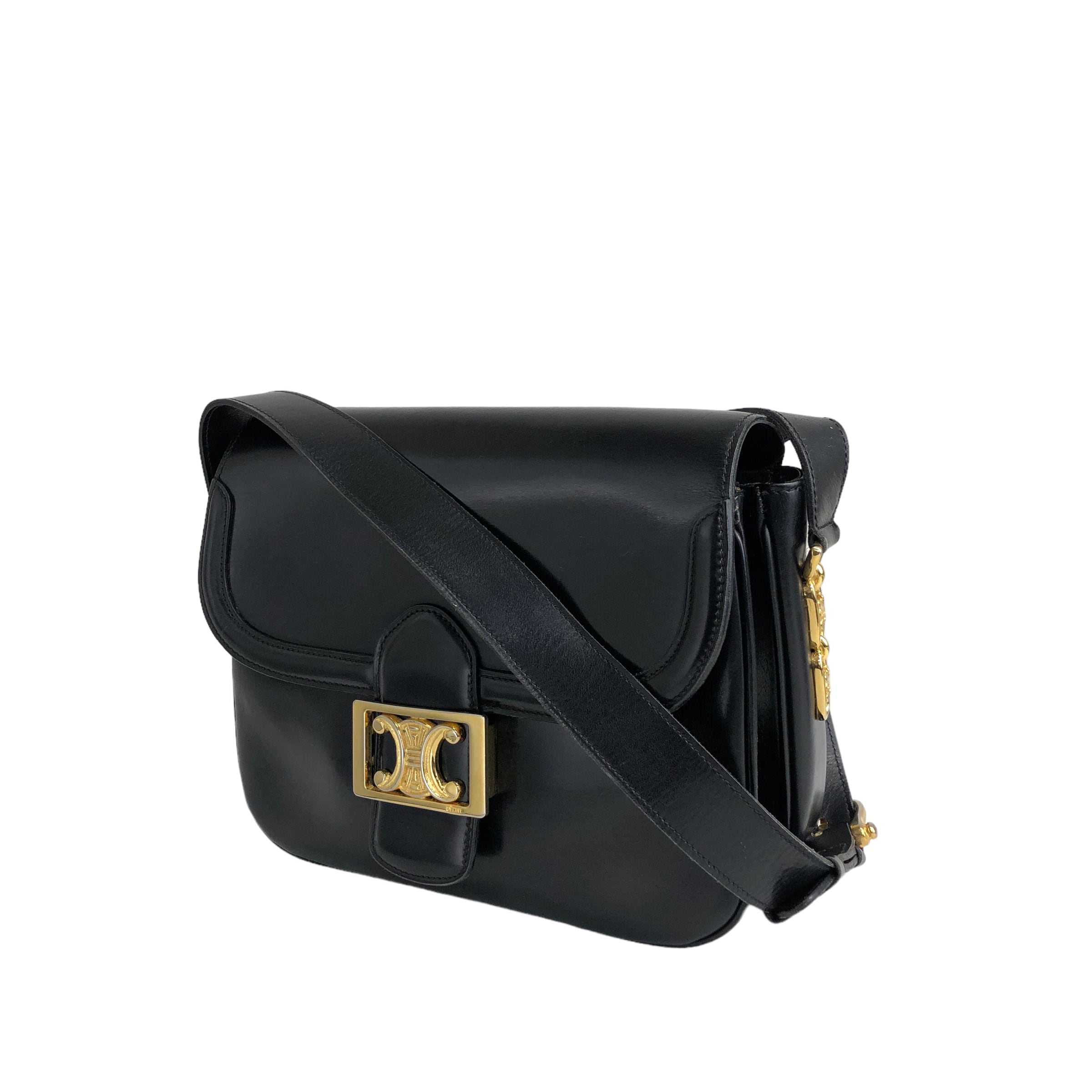 CELINE セリーヌ トリオンフ レザー ショルダーバッグ ブラック