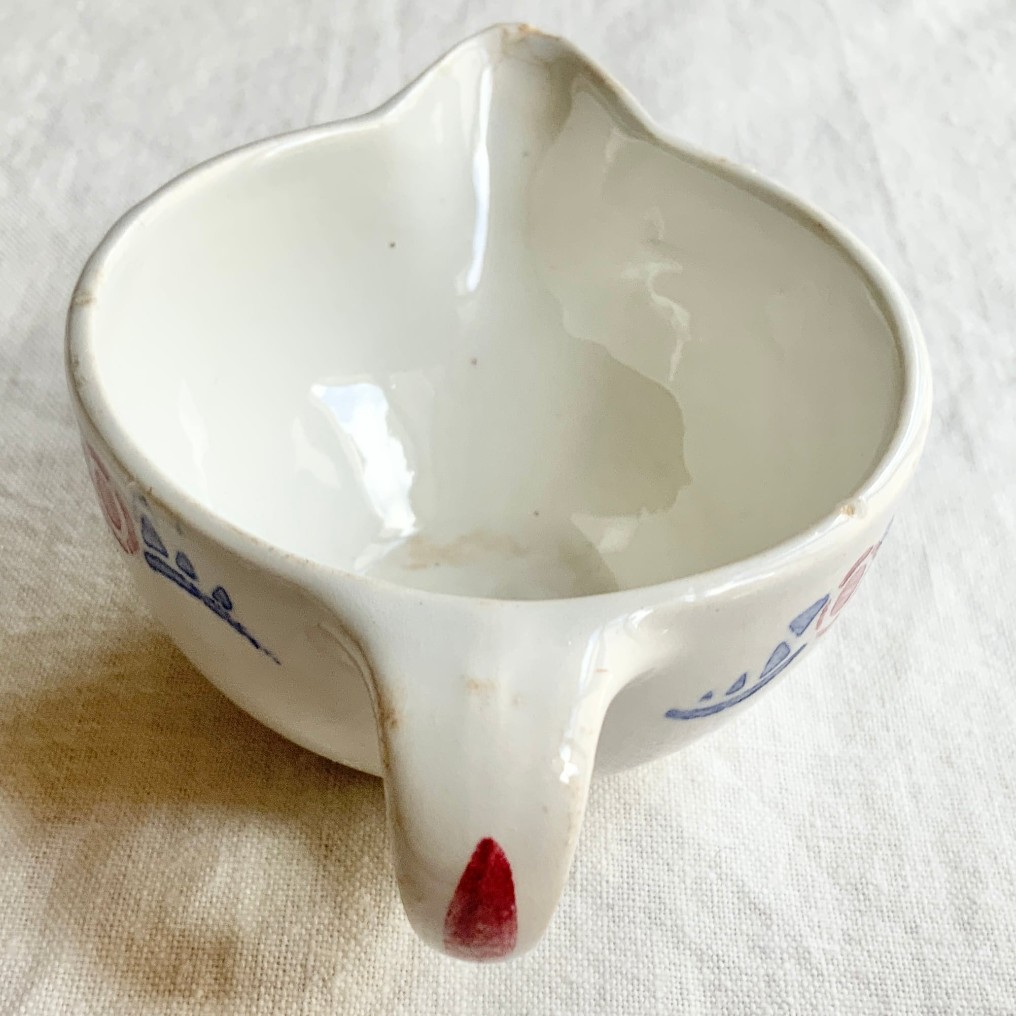 セール フランスアンティーク おままごと食器 赤ずきん 青 スー