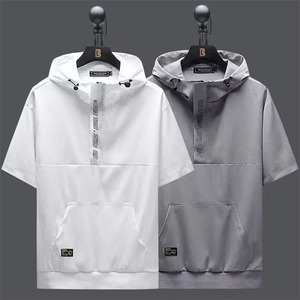 半袖パーカー フード付きtシャツ メンズ 3色 M-3XL プルオーバー カジュアル 薄手 半袖 23zm55