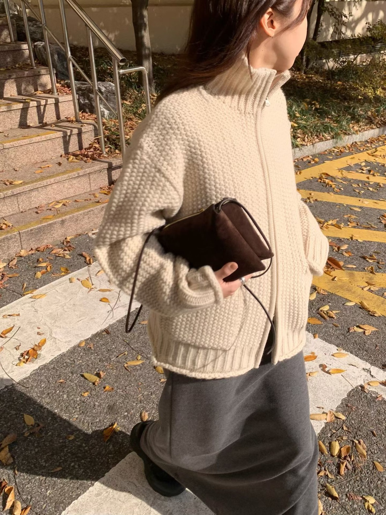 (予約) fl lanel / Bold waffle zip up 2color