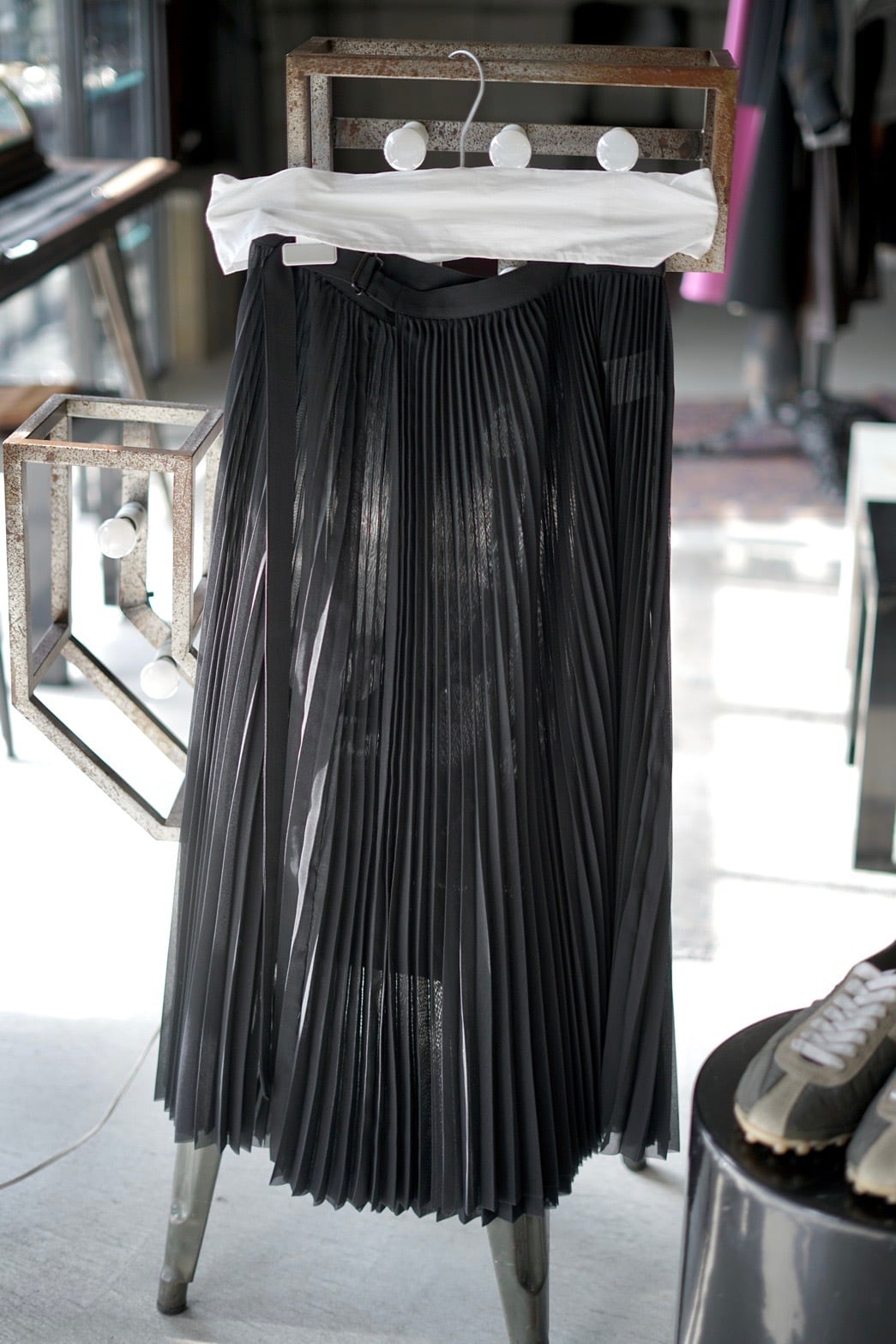 HYKE / SHEER PLEATED WRAP DRESS ( BLACK , GRAY , NAVY , CREAM