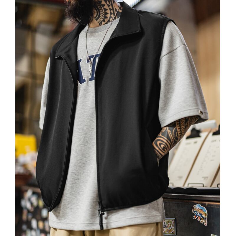 オーバーサイズスタンドカラージップアップベスト A19129