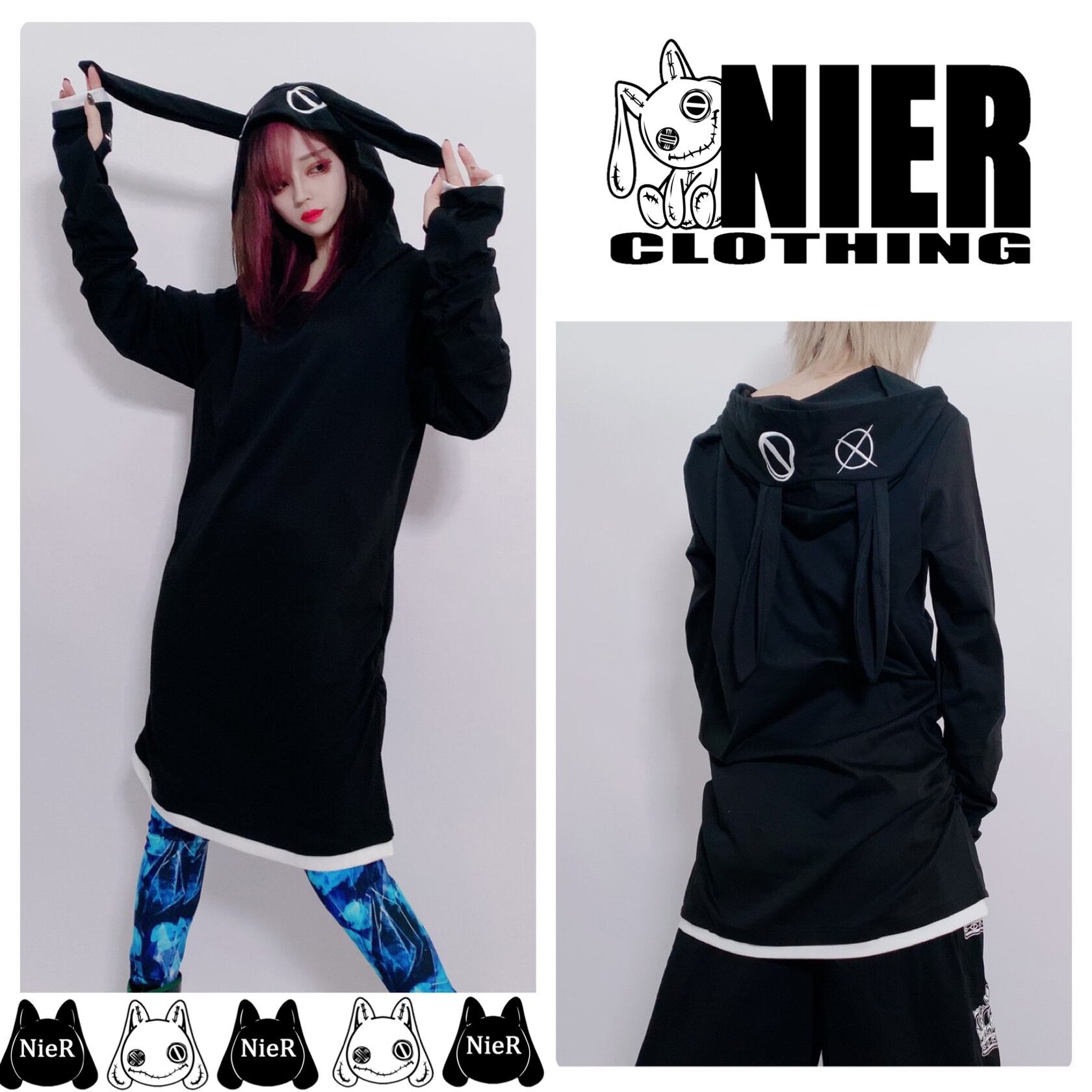 NieR BLACK HOODIE【うさ耳×指穴付き】 | NIER CLOTHING powered by BASE