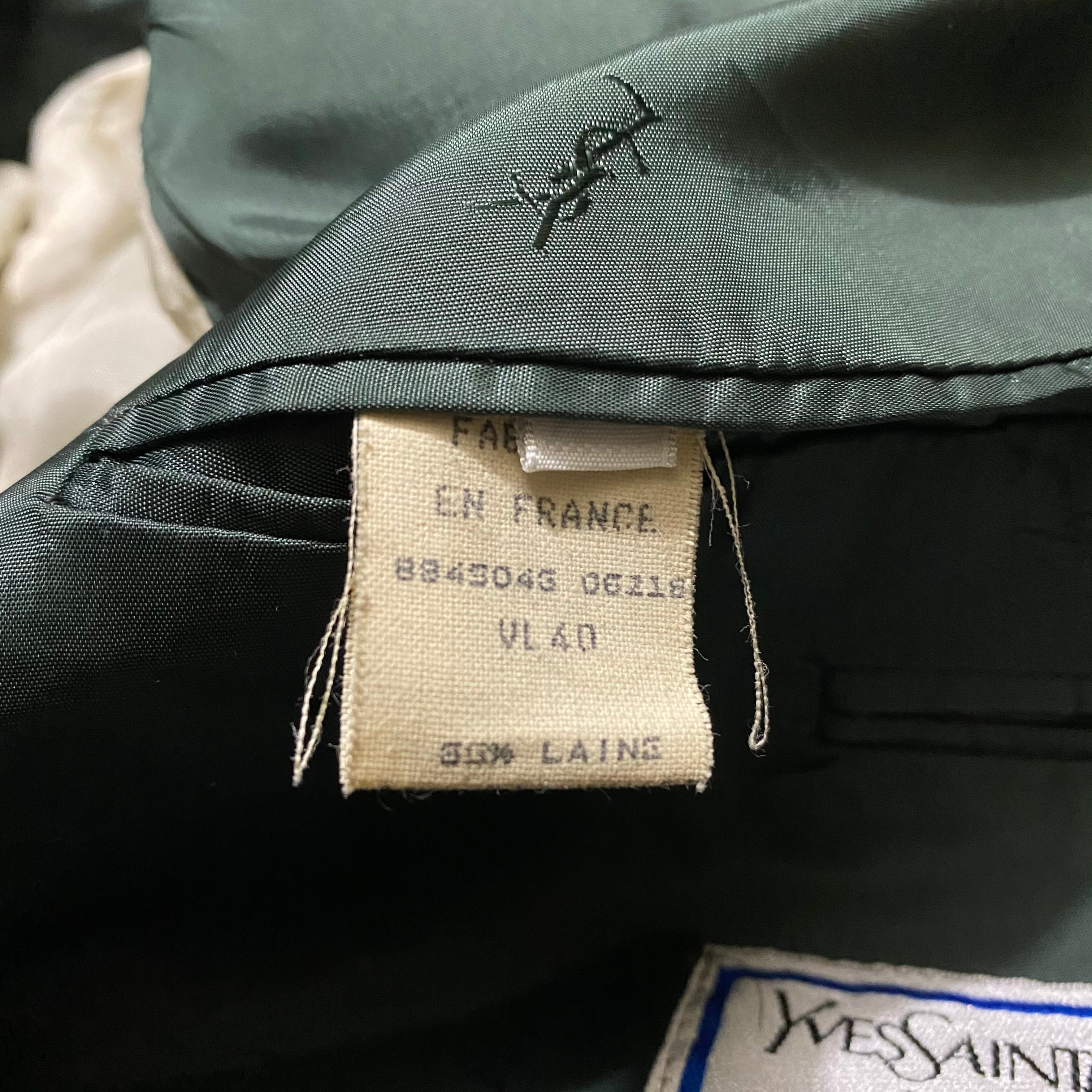 vintage YVES SAINT LAURENT POUR HOMME green color tailored jacket