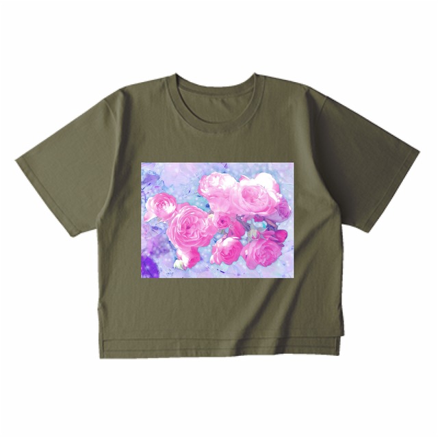 Tシャツ レディース バラ アーミーグリーン rose 薔薇 flower グリーン AIMI NATURE ARTS