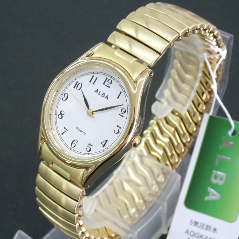 SEIKO セイコー ALBA アルバ AQGK440 伸縮 Sバンド 蛇腹 金色 メンズ