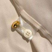 シルク100% 90s ESCADA エスカーダ エンブレム 勲章 長袖 シャツ ブラウス 38/アイボリー系 レディース ドイツ製 ビンテージ