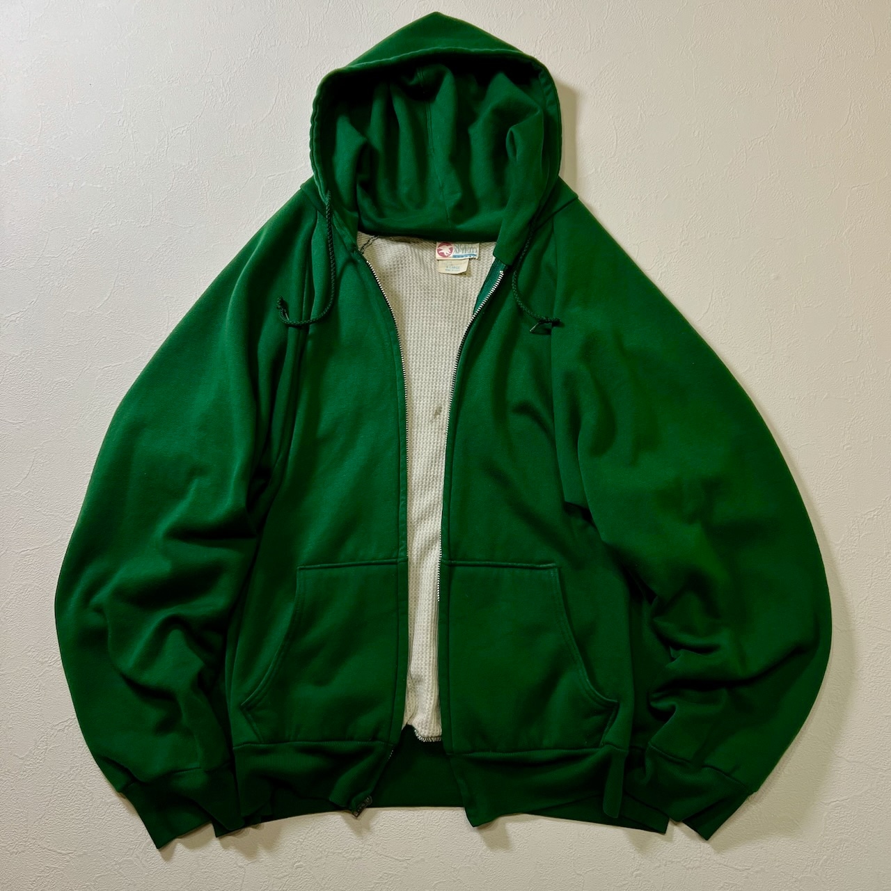 70~80s USA SPORTS AFIELD ダブルフェイス 裏サーマル フルジップ フーディー パーカー スポーツアフィールド ダークグリーン XL 古着