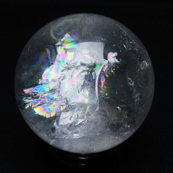 水晶 丸玉 虹入り 58mm スフィア 置物 水晶玉 一点物 151-8826