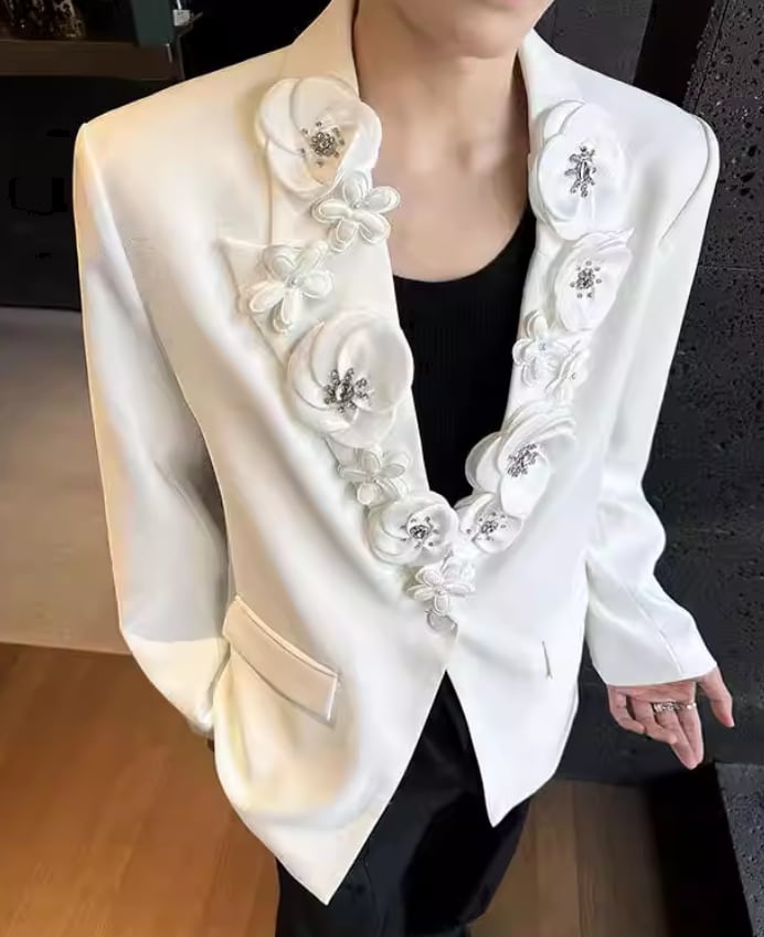 3Dフラワー・ビジュー・ラグジュアリージャケット