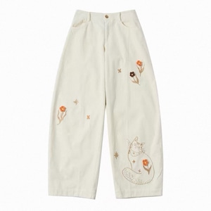 [OuttheBlue] 3D Floral Embroidery Corduroy Pants
