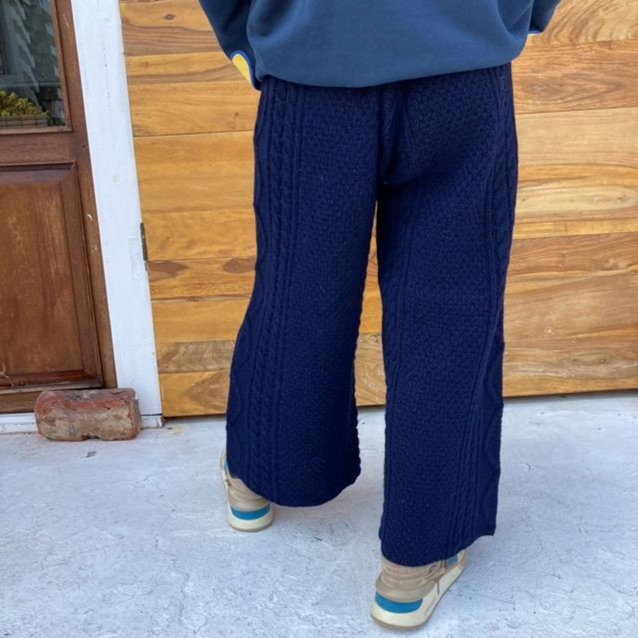 ichi(イチ)　アラン編ニットパンツ　ネイビー