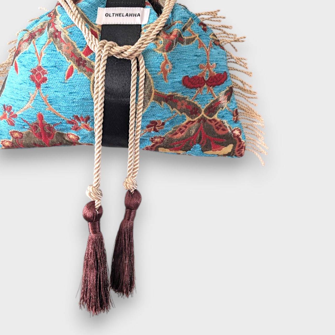 Botanical Blue Ring Bag - Black×DarkBrown