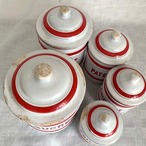 ホーローキャニスター 赤ライン5個セット ベルギー製