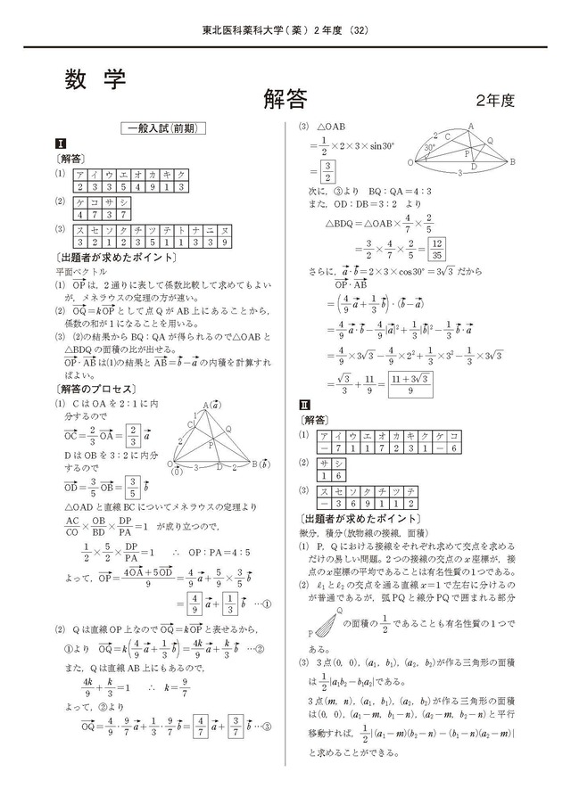2021年度　私立薬学部入試問題と解答　3.東北医科薬科大学