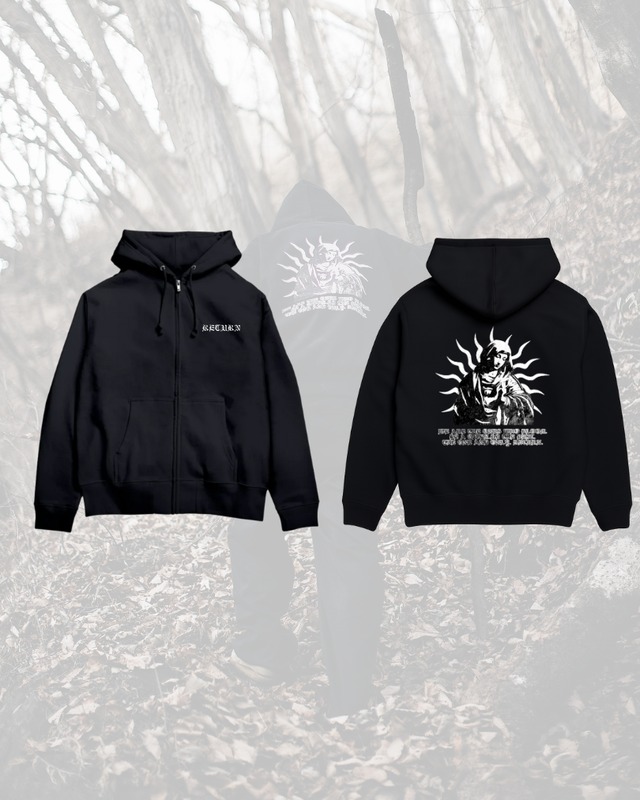 Virgin Mary black white zip hoodie