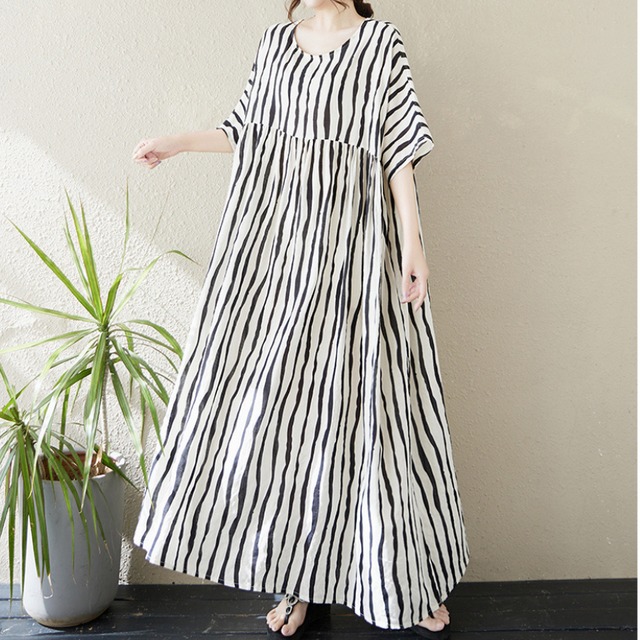 ストライプマキシワンピース11019