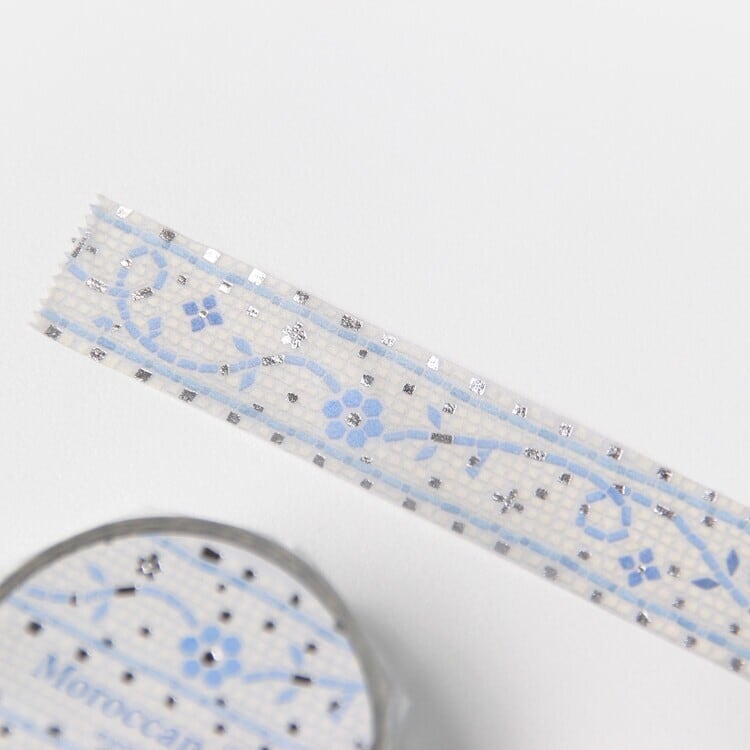 BOKI】マスキングテープ Moroccan Tiles Silver Foil Masking Tape