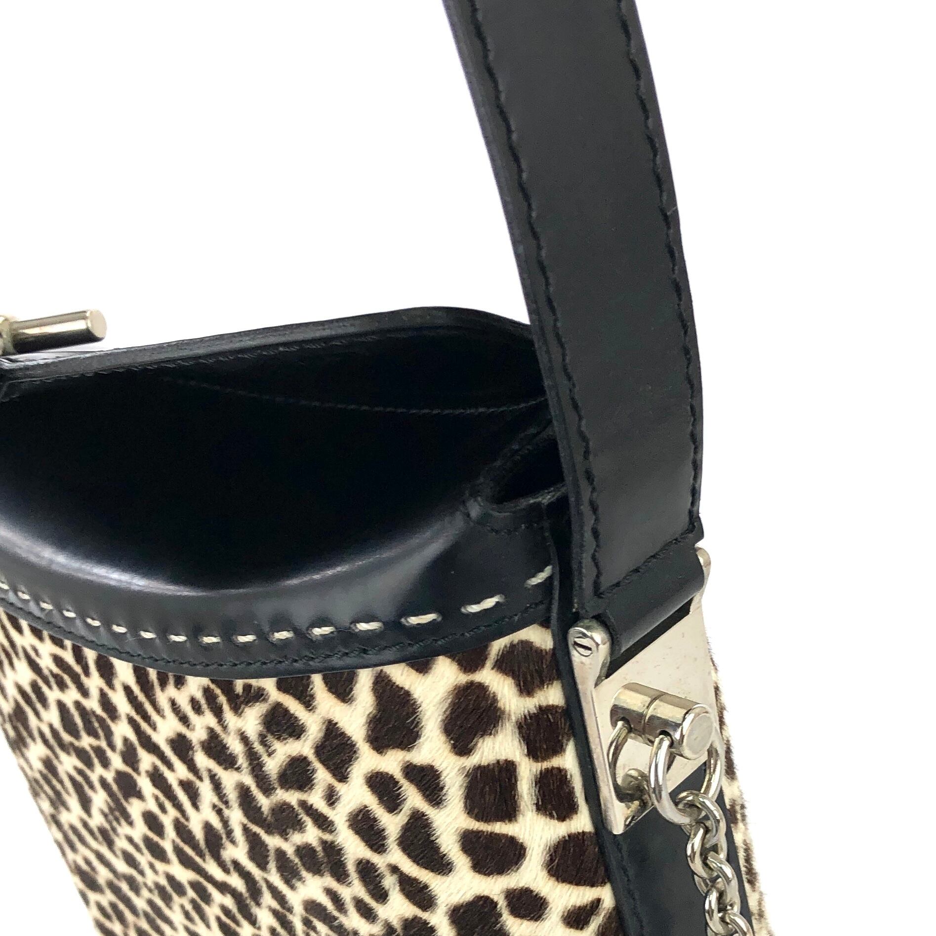 CELINE セリーヌ マンテル チェーン レザー×ハラコ バケツ CELINE セリーヌ マンテル チェーン レザー×ハラコ バケツ