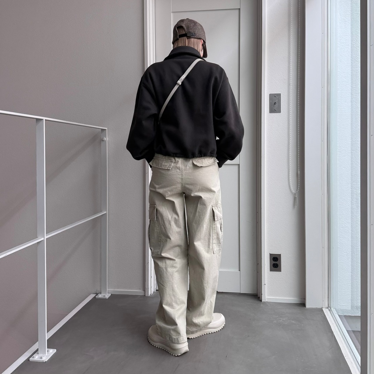 ハーフzipコンパクトスウェットPO/チャコール