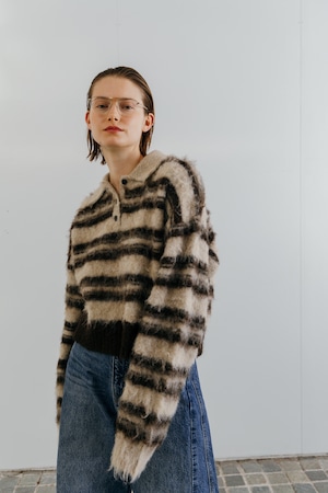 CREDONA MOHAIR BORDER KNIT モヘアボーダーニット Beige