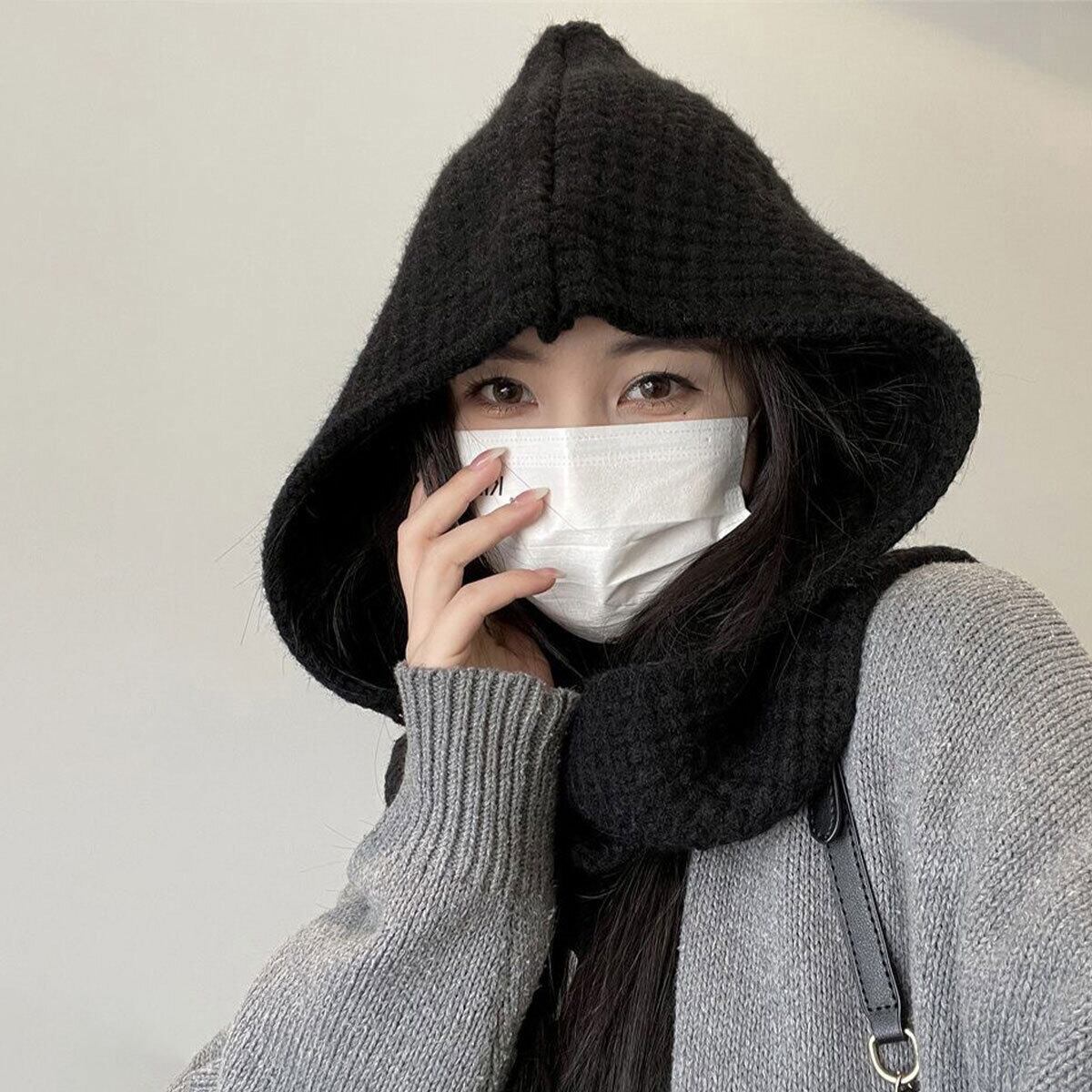 フード付き ニット マフラー バラクラバ レディース 秋冬 韓国 防寒 防風 保温 おしゃれ 大人 かわいい きれいめ ショール 小顔 暖かい 大人可愛い 大人女子