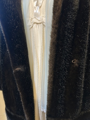 60's70's dark brown faux fur coat