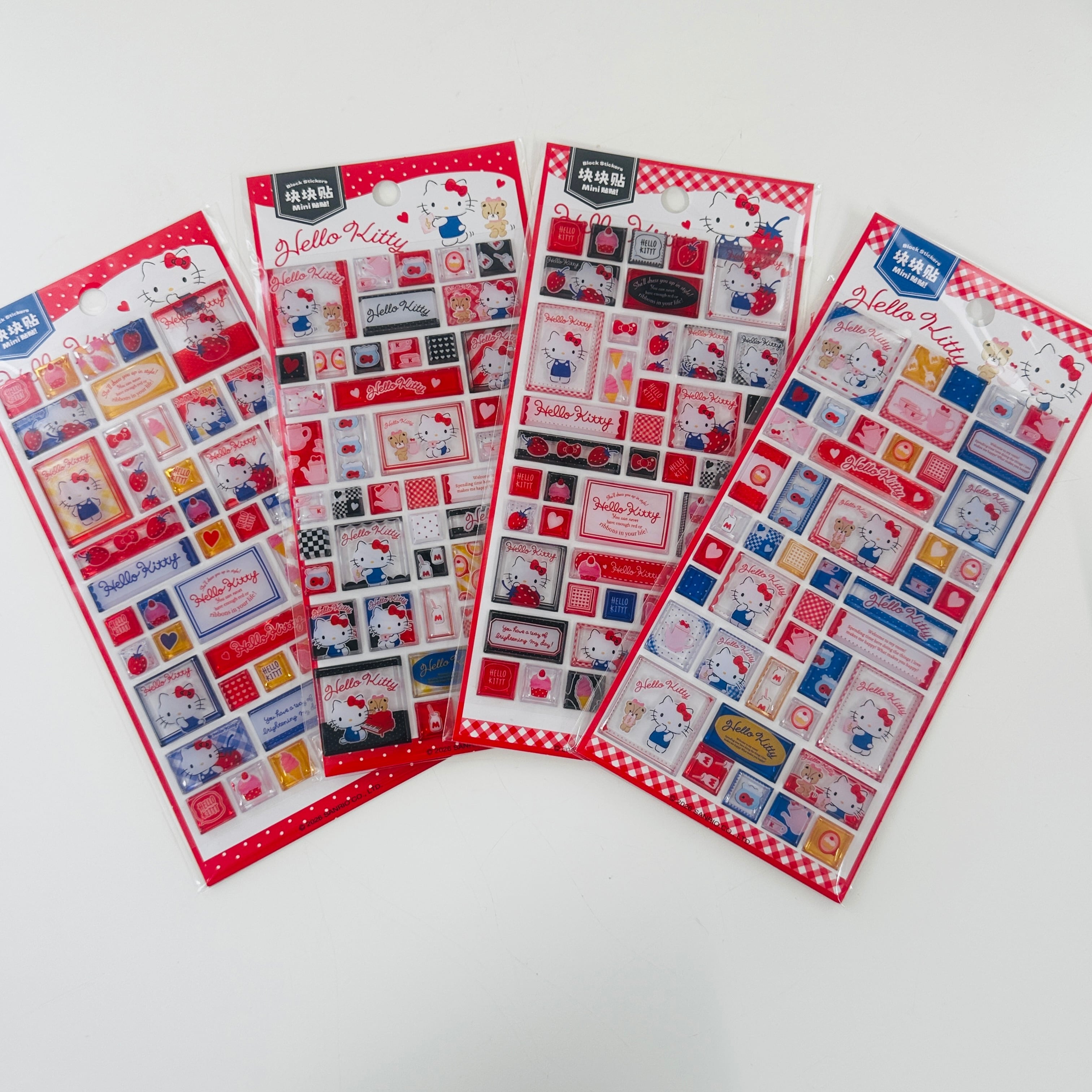 中国限定】サンリオ キティ ブロックシール ステッカー ぷっくりシール