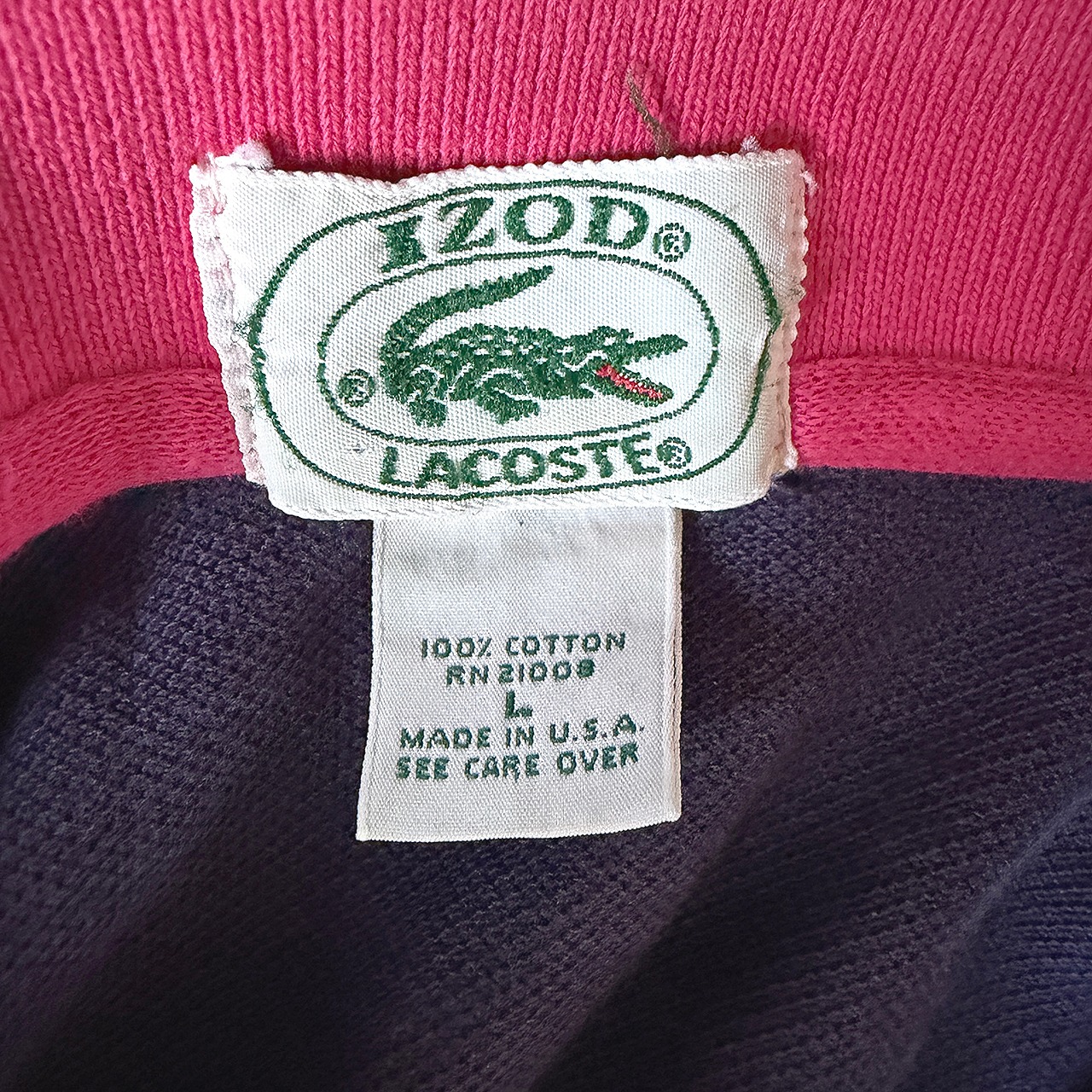 90s Vintage Izod Lacoste Color Block Polo Shirt アイゾッド ラコステ カラーブロック ポロシャツ Made in USA Size L 中古