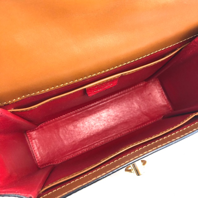 CELINE セリーヌ ロゴ ガンチーニ  レザー ボックス クロスボディ ショルダーバッグ キャメル vintage ヴィンテージ オールド ekrsvz