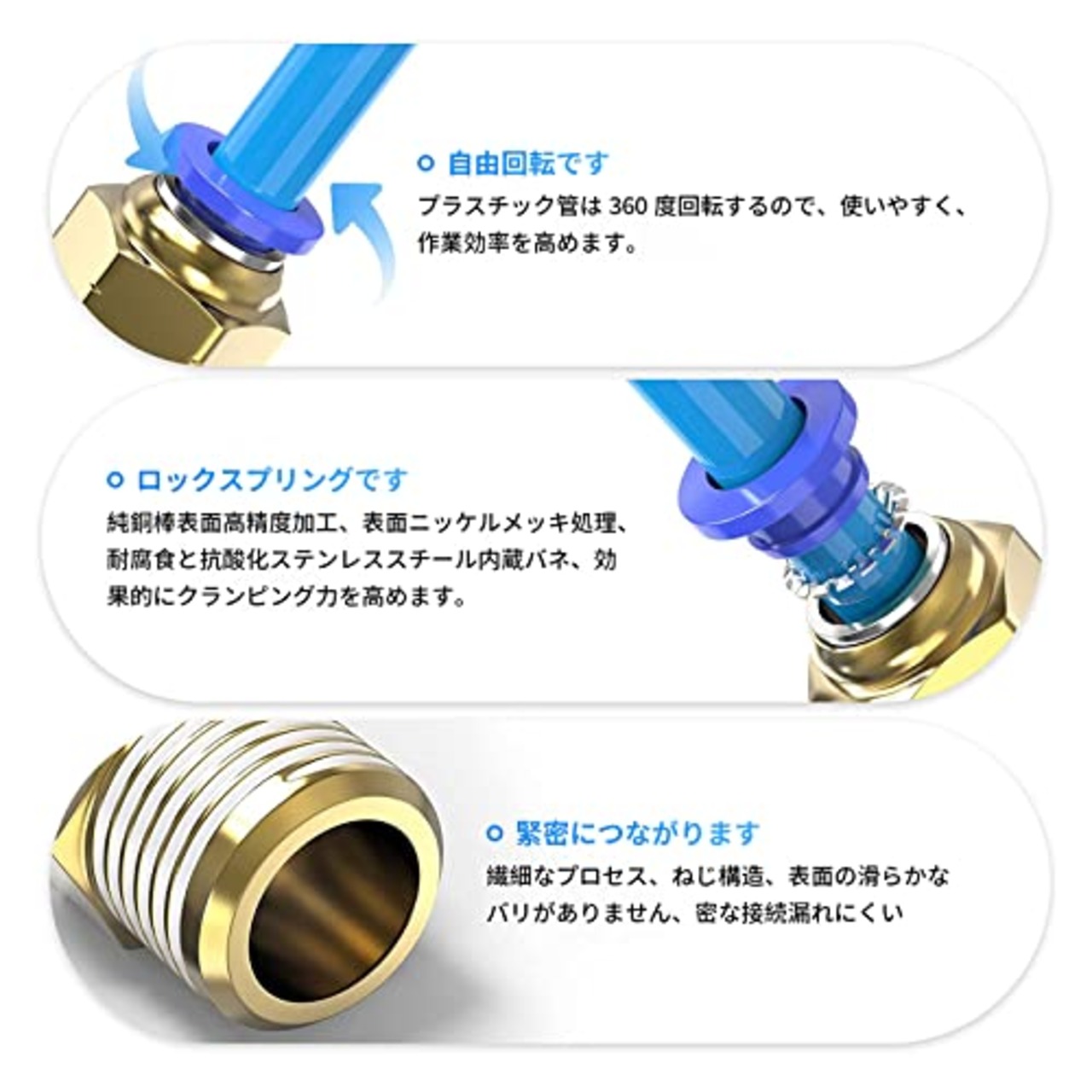 TAILONZ PNEUMATIC オスストレート6 mmチューブOD x 1/4 PTねじ継手PC6-02を接続するためのプッシュ(2個入り)