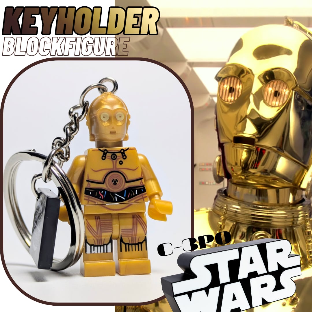 ★ブロックフィギュアキーホルダー★ 【スターウォーズ(Star Wars)】 C-3PO〚アメリカン雑貨 アメトイ〛