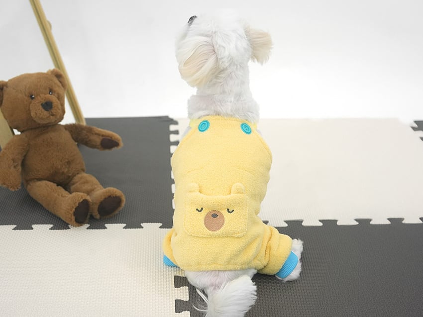 sleepy bear all in one set S ~ XL 2color / 犬服 秋冬 新作 もこもこ フリース オールインワン 帽子 セット 可愛い 犬の服 暖かい ドッグウェア ペット ワンコ服 小型犬 中型犬 猫 ロンパース tsu44