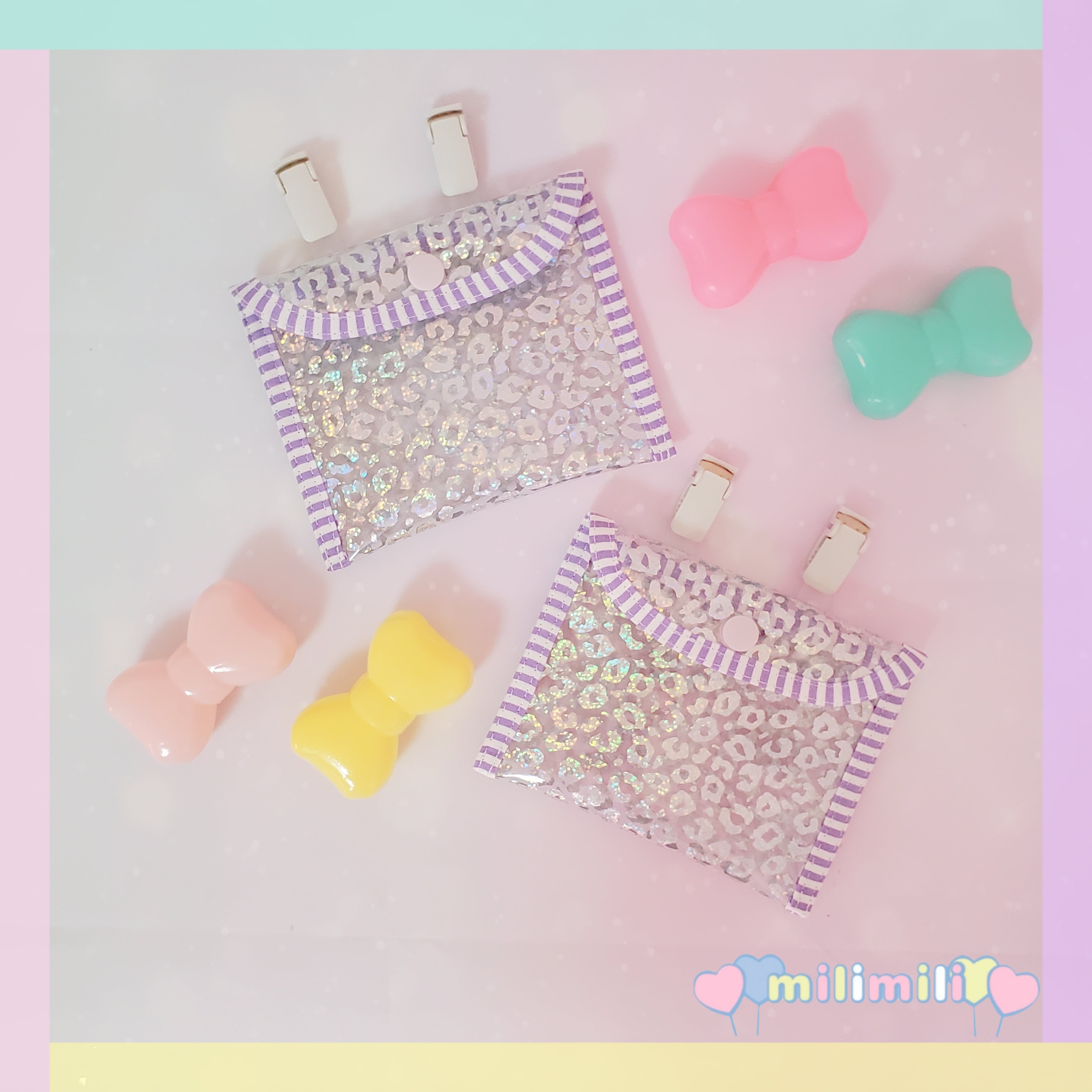 ラメ キラキラ レオパード ビニール 移動ポケット ヒョウ柄 ひょう柄