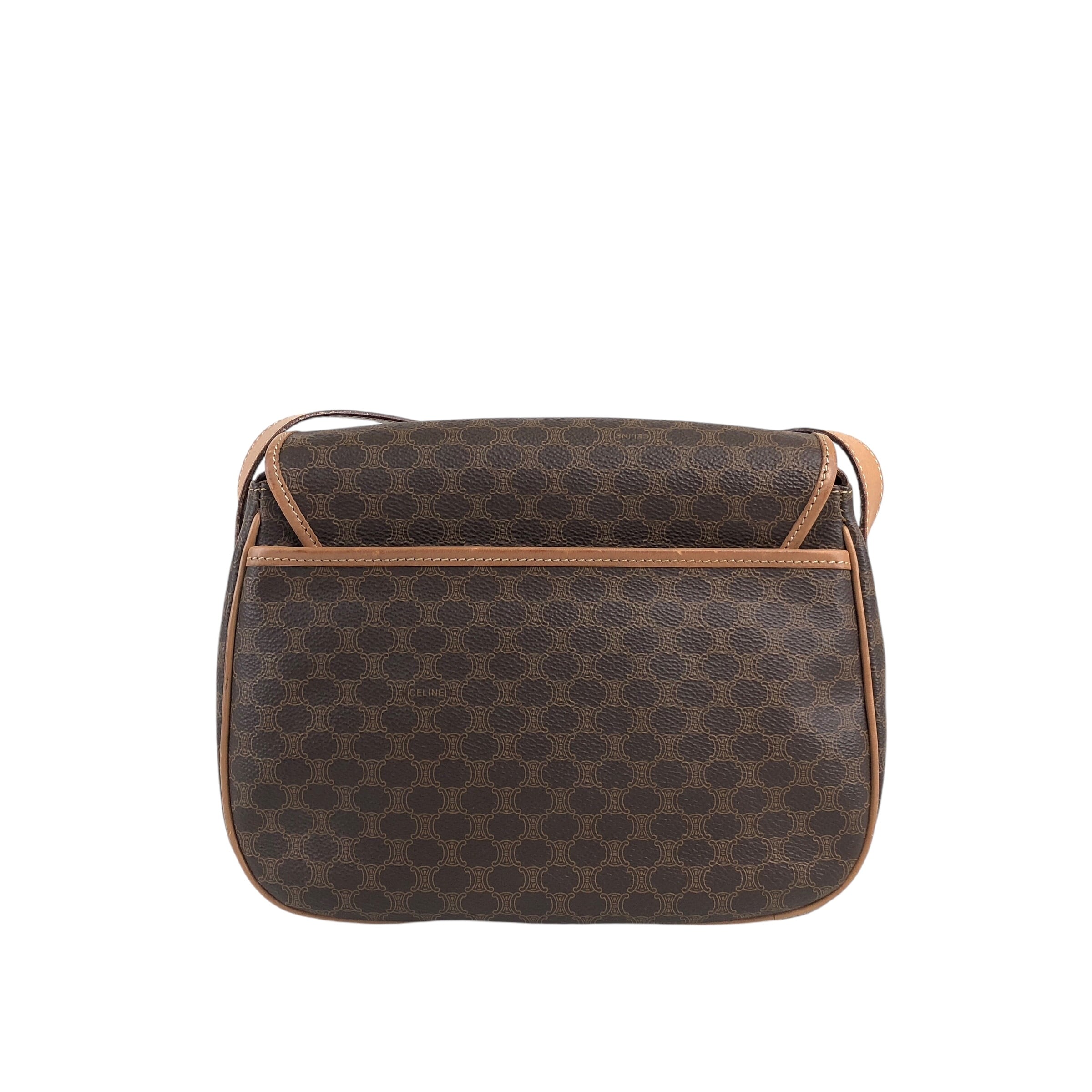 CELINE セリーヌ マカダム ショルダーバッグ ブラウン ブラゾン型押し