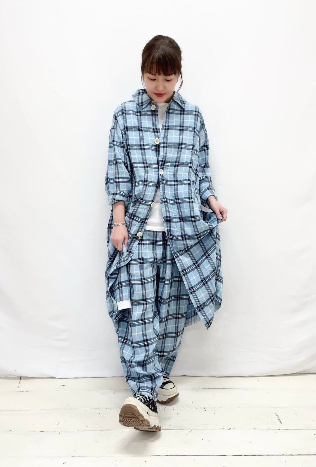 快晴堂チュニック（幅広青色チェック） 快晴堂 | syozikiya online shop
