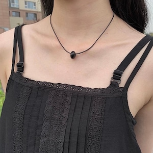 [Anyonemore] Black Ball Gemstone Leather Necklace 正規品 韓国ブランド 韓国通販 韓国代行 韓国ファッション ネックレス