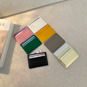 simple leather card case 9colors / シンプル レザー カードケース パスケース スリム 牛革 財布 韓国 雑貨