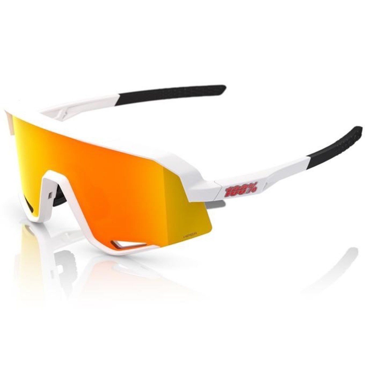 100%  SLENDALE Matte White / HiPER Red Multilayer Mirror Lens