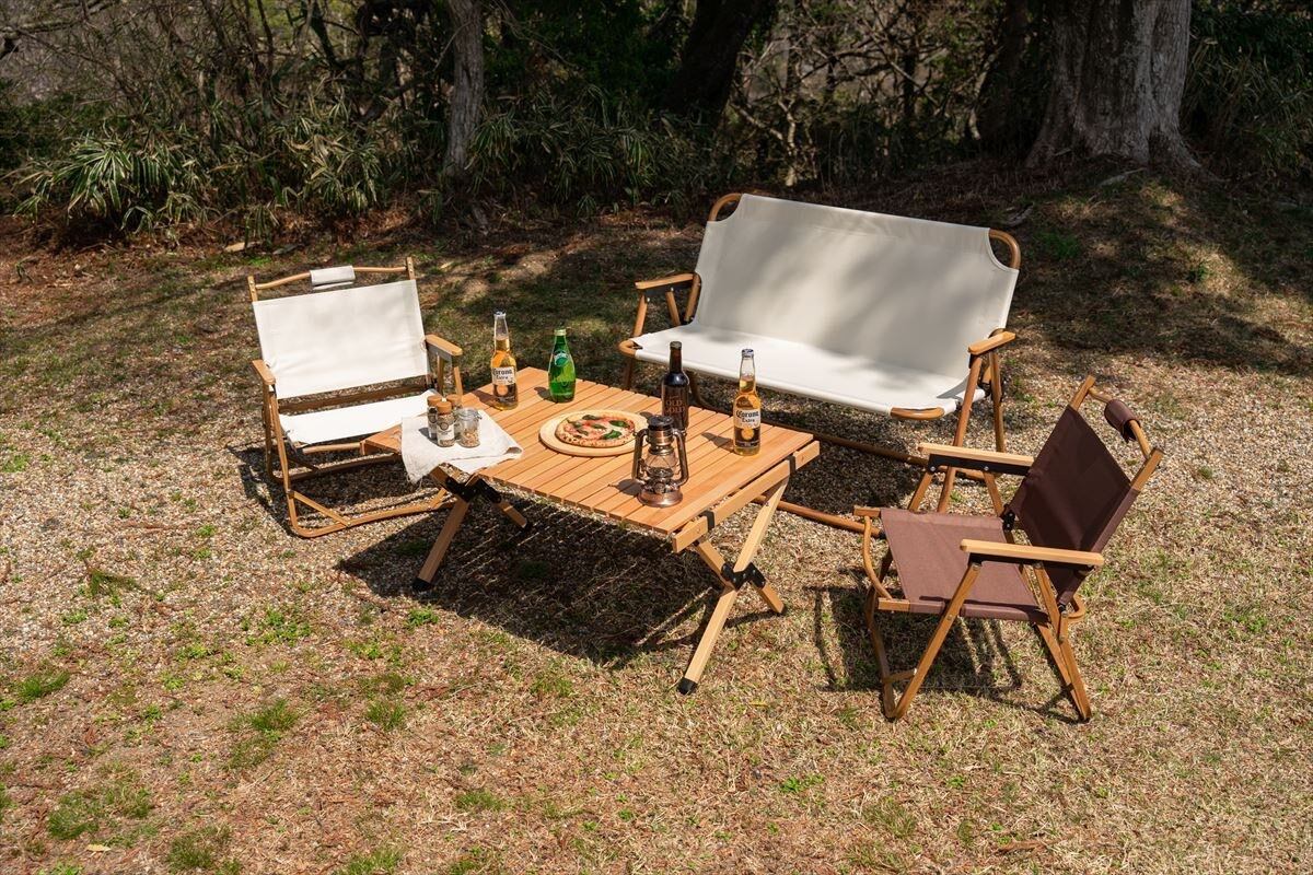 ベージュ アウトドアチェア 木製アームレスト アウトドアチェア ベージュ 木製アームレスト 木製アームレスト付き