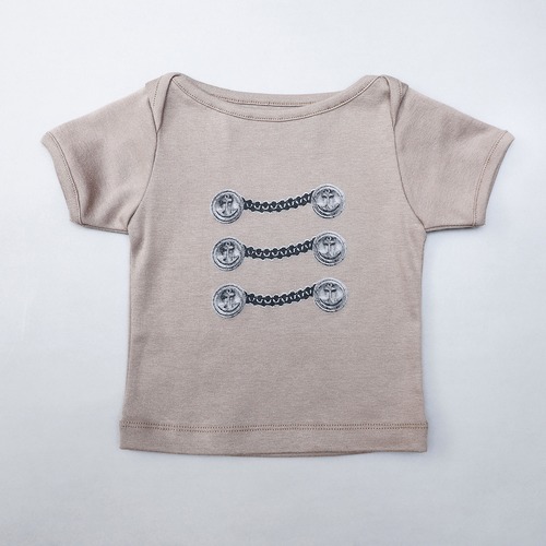 Button print T    baby XS(80-90)  /   Greige